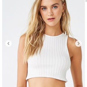 Forever21 Seamless Knit Crop Tank Top White